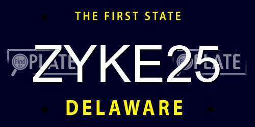 ZYKE25 Delaware License Plate