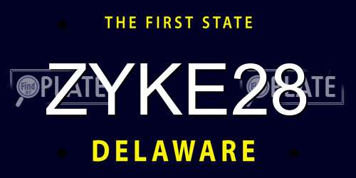 ZYKE28 Delaware License Plate