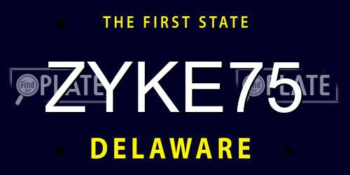 ZYKE75 Delaware License Plate