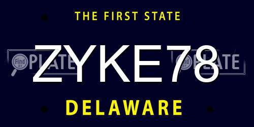 ZYKE78 Delaware License Plate