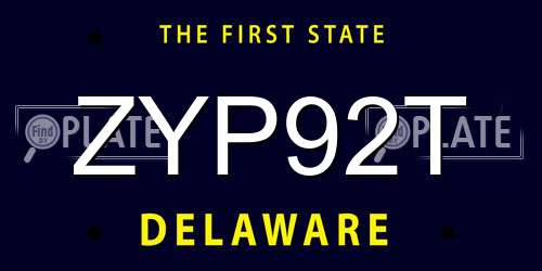 ZYP92T Delaware License Plate