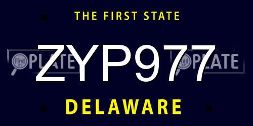 ZYP977 Delaware License Plate