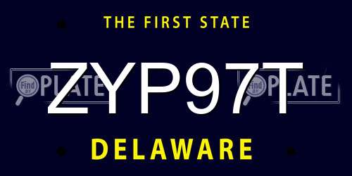 ZYP97T Delaware License Plate
