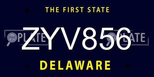 ZYV856 Delaware License Plate