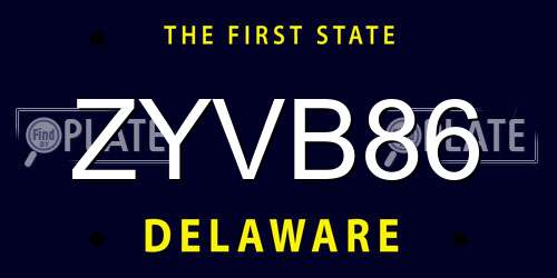 ZYVB86 Delaware License Plate