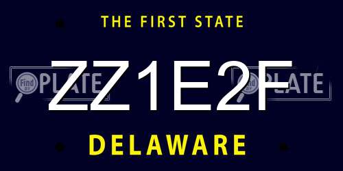 ZZ1E2F Delaware License Plate