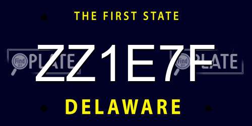 ZZ1E7F Delaware License Plate