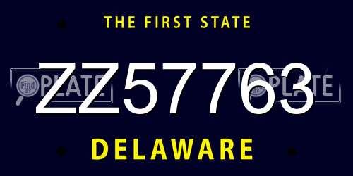 ZZ57763 Delaware License Plate