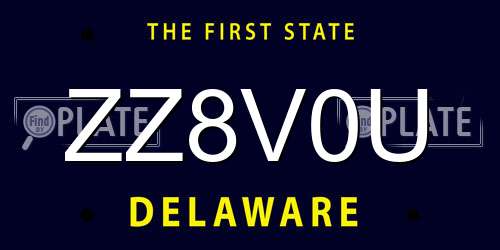 ZZ8V0U Delaware License Plate