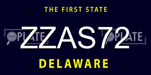 ZZAS72 Delaware License Plate