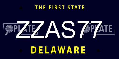 ZZAS77 Delaware License Plate