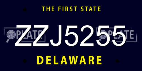 ZZJ5255 Delaware License Plate