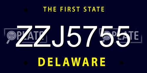 ZZJ5755 Delaware License Plate