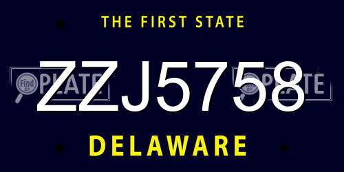 ZZJ5758 Delaware License Plate