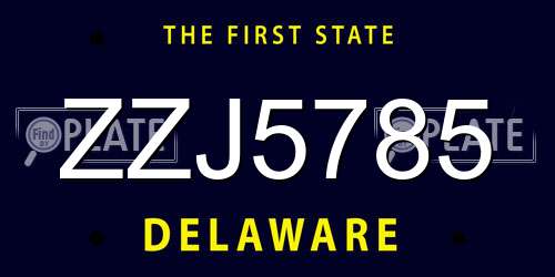 ZZJ5785 Delaware License Plate