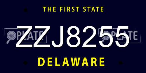 ZZJ8255 Delaware License Plate