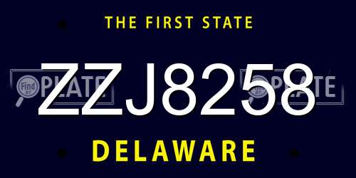 ZZJ8258 Delaware License Plate