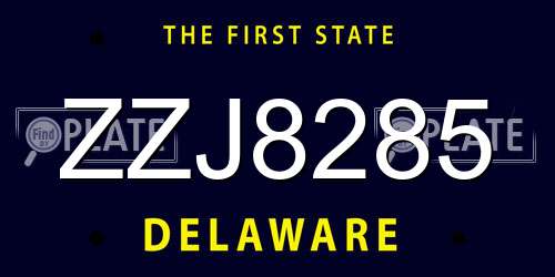 ZZJ8285 Delaware License Plate