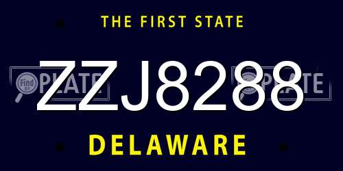 ZZJ8288 Delaware License Plate