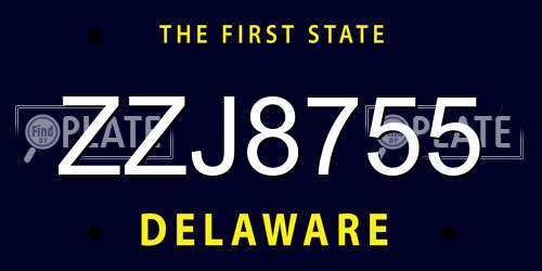 ZZJ8755 Delaware License Plate