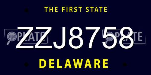 ZZJ8758 Delaware License Plate
