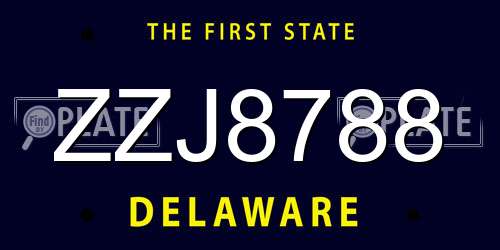 ZZJ8788 Delaware License Plate