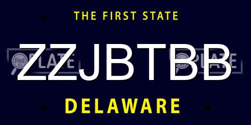 ZZJBTBB Delaware License Plate