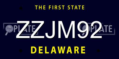 ZZJM92 Delaware License Plate