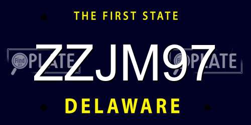ZZJM97 Delaware License Plate
