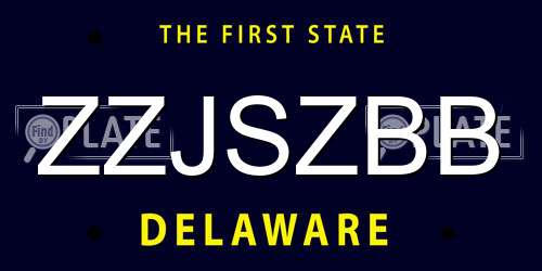 ZZJSZBB Delaware License Plate