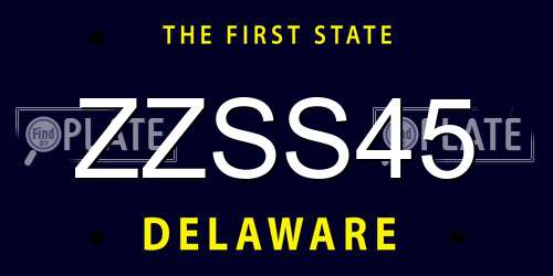 ZZSS45 Delaware License Plate