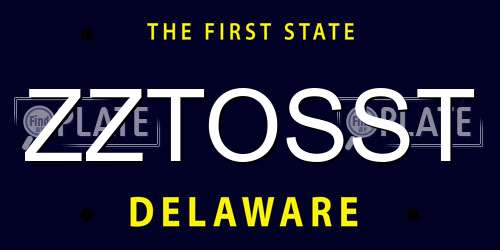 ZZTOSST Delaware License Plate