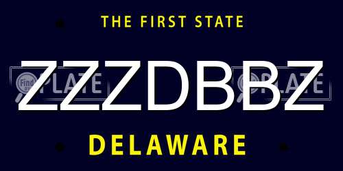 ZZZDBBZ Delaware License Plate