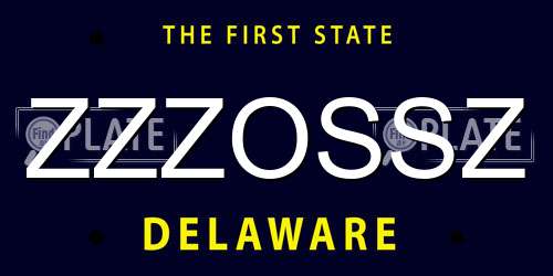 ZZZOSSZ Delaware License Plate