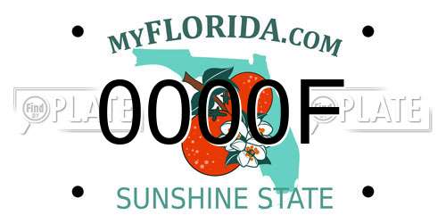 0000F Florida License Plate