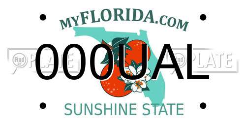 000UAL Florida License Plate
