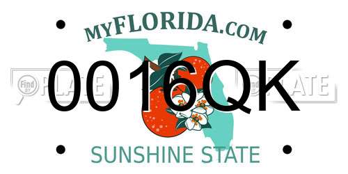 0016QK Florida License Plate