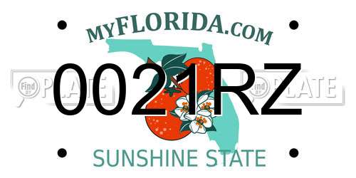 0021RZ Florida License Plate