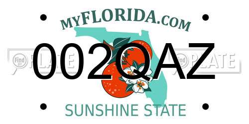 002QAZ Florida License Plate
