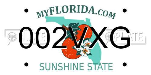 002VXG Florida License Plate