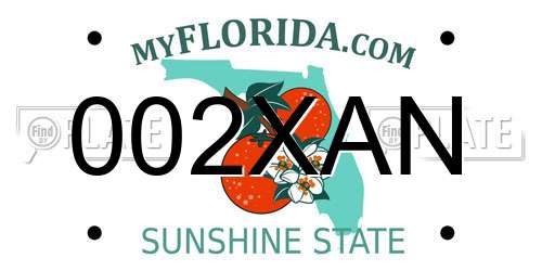 002XAN Florida License Plate