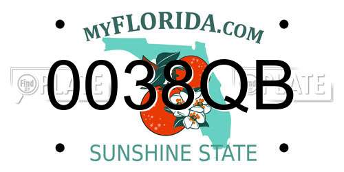 0038QB Florida License Plate