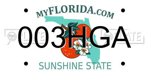 003HGA Florida License Plate