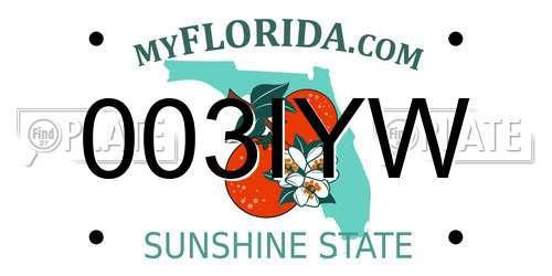 003IYW Florida License Plate