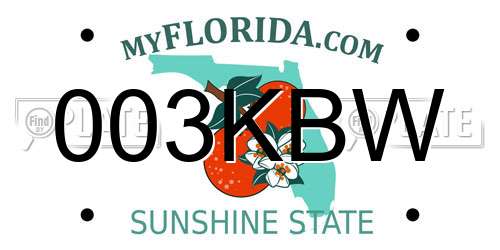 003KBW Florida License Plate