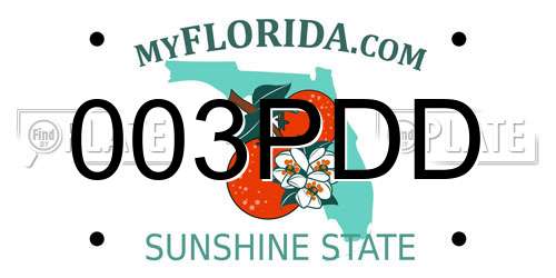 003PDD Florida License Plate
