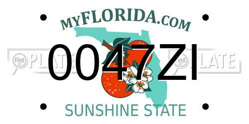 0047ZI Florida License Plate
