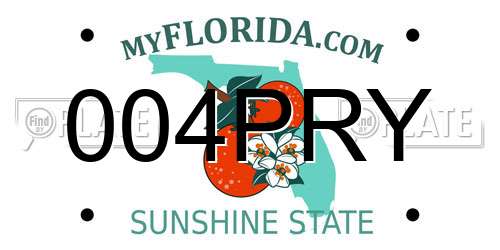004PRY Florida License Plate