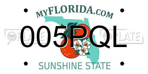 005PQL Florida License Plate