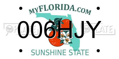 006HJY Florida License Plate